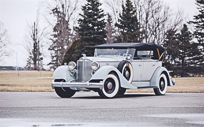 Packard Oito Dupla Capota Esporte Phaeton, retro carros, 1934 carros, carros de luxo, Packard