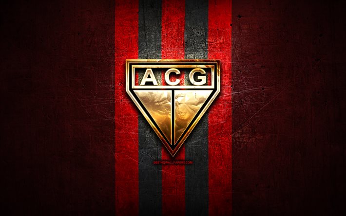 Atletico Goianiense FC, altın logo, Serie, kırmızı metal arka plan, futbol, AC Goianiense, Brezilyalı Futbol Kul&#252;b&#252;, Atletico Goianiense logo, Brezilya, Atletico-GO