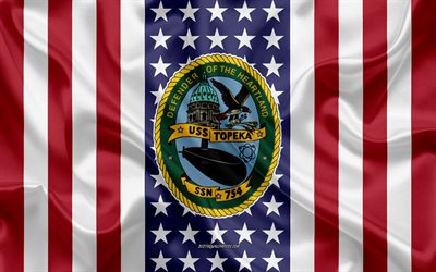 USS Topeka Emblem, SSN-754, Amerikanska Flaggan, US Navy, USA, USS Topeka Badge, AMERIKANSKA krigsfartyg, Emblem av USS Topeka