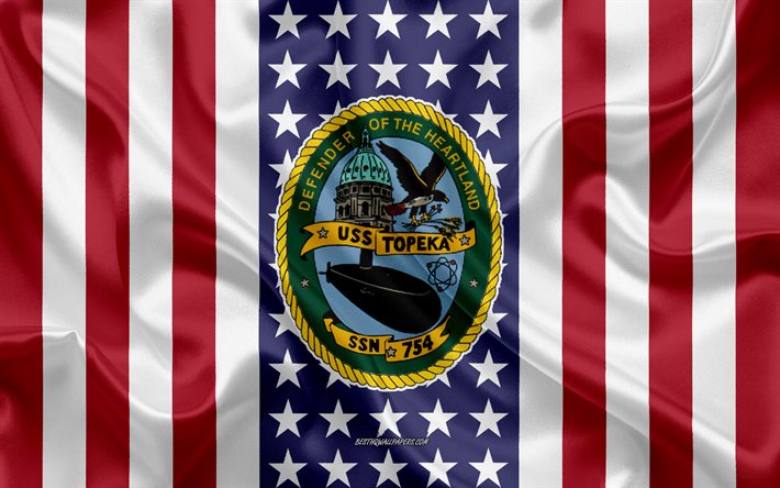 USS Topeka Emblem, SSN-754, American Flag, US Navy, USA, USS Topeka Badge, US warship, Emblem of the USS Topeka