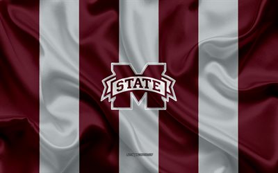 Mississippi State Bulldoggar, Amerikansk fotboll, emblem, silk flag, bourgogne gr&#229; siden konsistens, NCAA, Mississippi State Bulldogs logotyp, Starkville, Mississippi, USA