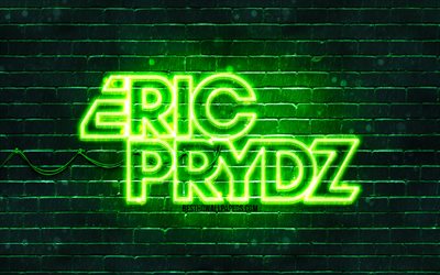 Eric Prydz yeşil logo, Pryda, 4k, superstars, İsve&#231; DJ&#39;ler, yeşil tuğla duvar, Cirez D, Eric Sheridan Prydz, m&#252;zik yıldızları, Eric Prydz neon logo Eric Prydz logo, Sheridan, Eric Prydz