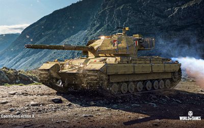 Caernarvon Action X, battle, tanks, online games, World of Tanks, British tanks, WoT