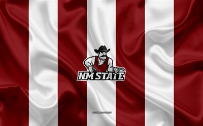 New Mexico State Aggies, American football team, emblem, silk flag, red and white silk texture, NCAA, NNew Mexico State Aggies logo, Las Cruces, New Mexico, USA, American football