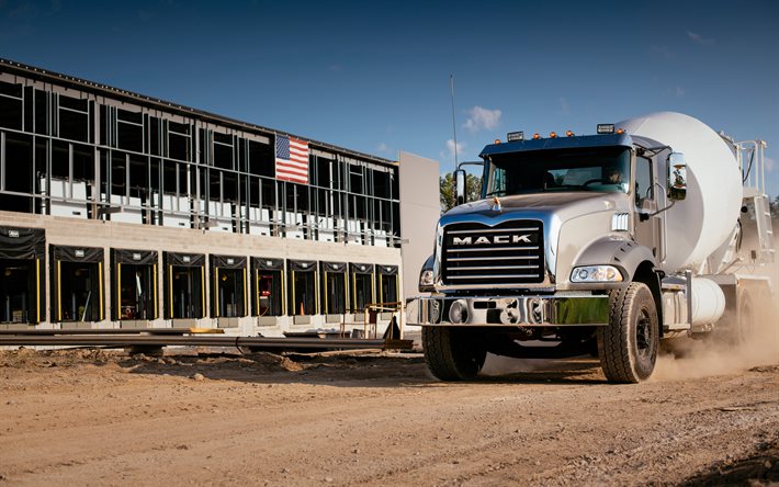 Mack Granite Mikseri, 4k, Kuorma-auto, 2020-autot, kuljetus, 2020 Mack Granite, amerikkalaiset kuorma-autot, Mack