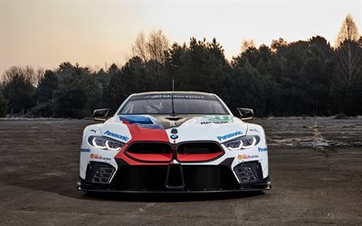 BMW M8 GTE, 2018, front view, racing car, tuning, German sports cars, BMW