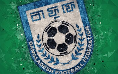 Bangladesh national football team, 4k, geometric art, logo, green abstract background, Asian Football Confederation, Asia, emblem, Bangladesh, football, AFC, grunge style, creative art