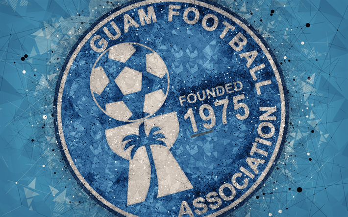 Guam landslaget, 4k, geometriska art, logotyp, bl&#229; abstrakt bakgrund, Asian Football Confederation, Asien, emblem, Guam, fotboll, AFC, grunge stil, kreativ konst