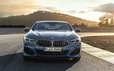 BMW M850i XDrive, 4k, front view, 2019 cars, raceway, BMW 8-Series, german cars, BMW