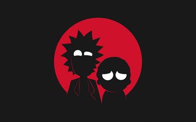 Rick and Morty, minimal, darkness, TV series, 2018 movie, Morty, Rick