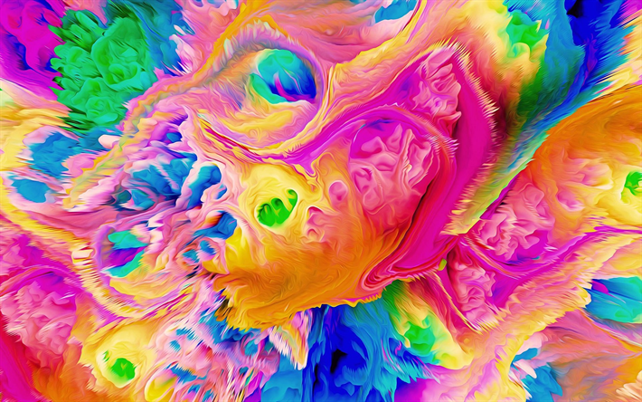 paint splashes, colorful waves, art, creative, colored paints