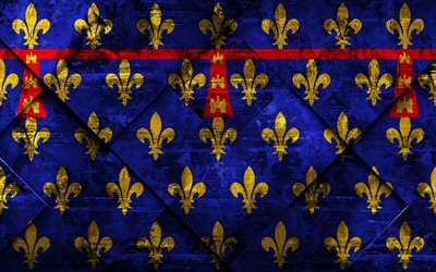 Flag of Artois, 4k, grunge art, rhombus grunge texture, french province, Artois flag, France, french national symbols, Artois, Provinces of France, creative art