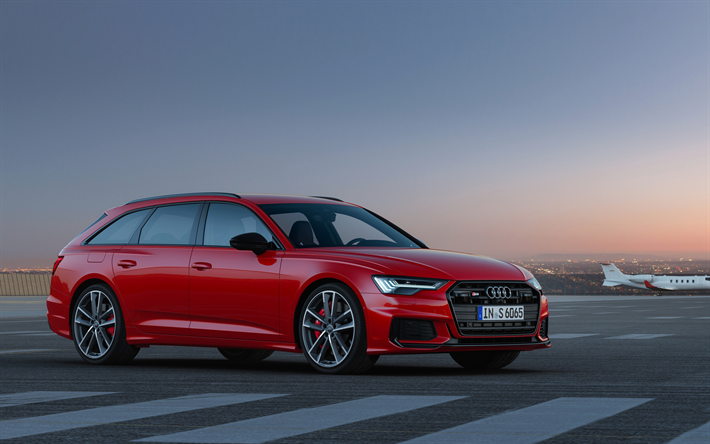 Audi S6 Avant, 2019, ulkoa, punainen vaunu, uusi punainen S6 Avant, Saksan autoja, A6 Avant, Audi