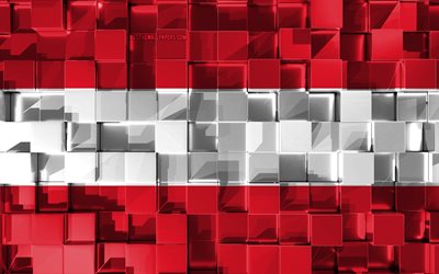 Flag of Austria, 4k, 3d flag, 3d cubes texture, Austria flag, 3d art, Austria, Europe, 3d texture