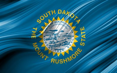 4k, South Dakota flag, american states, 3D waves, USA, Flag of South Dakota, United States of America, South Dakota, administrative districts, South Dakota 3D flag, States of the United States