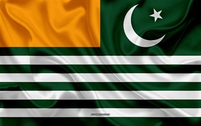 Pakistan, Azad Keşmir bayrak Azad Keşmir bayrağı, 4k, ipek bayrak, Azad Kashmir, ipek doku, İdari birimler, Azad Jammu ve Kashmir