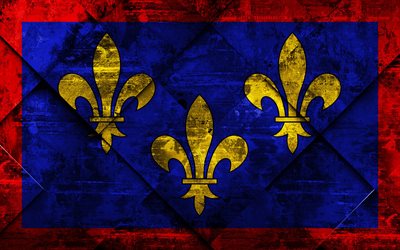 Flag of Anjou, 4k, grunge art, rhombus grunge texture, french province, Anjou flag, France, french national symbols, Anjou, Provinces of France, creative art