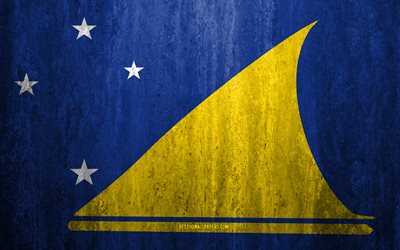 Tokelau, taş doku Tokelau bayrağı, 4k, taş arka plan, grunge bayrak, Oceania, Tokelau bayrağı, grunge sanat, ulusal sembol&#252;