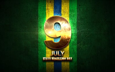 State Rebellion Day, July 9, golden signs, Brazilian national holidays, Brazil Public Holidays, Brazil, South America