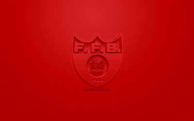Belize national football team, creative 3D logo, red background, 3d emblem, Belize, CONCACAF, 3d art, football, stylish 3d logo