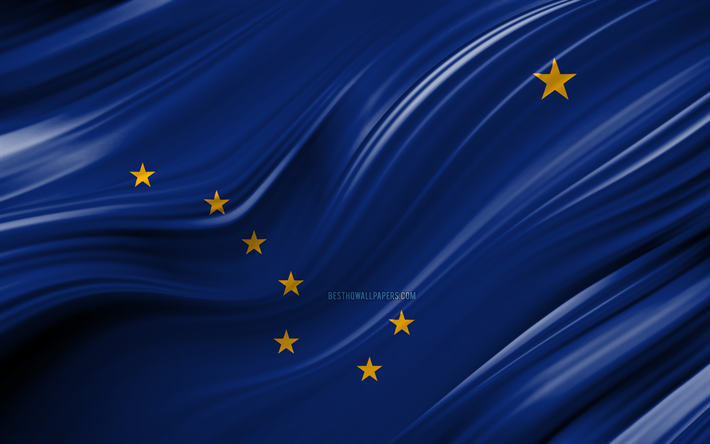 4k, Alaskan lippu, amerikan valtioiden, 3D-aallot, USA, Lippu Alaskan, Yhdysvallat, Alaska, hallintoalueet, Alaska 3D flag, Yhdysvaltojen