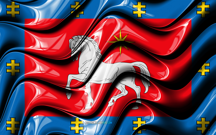 Utena lippu, 4k, Maakunnat Liettua, hallintoalueet, Lipun Utena, 3D art, Utena County, Liettuan l&#228;&#228;nit, Utena 3D flag, Liettua, Euroopassa