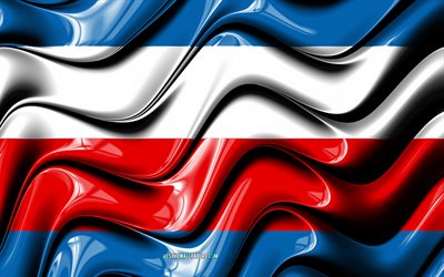 Trencinフラグ, 4k, 地域のスロバキア, 行政区, 旗のTrencin, 3Dアート, Trencin地域, スロバキアの地域, Trencin3Dフラグ, スロバキア, 欧州, Trencin