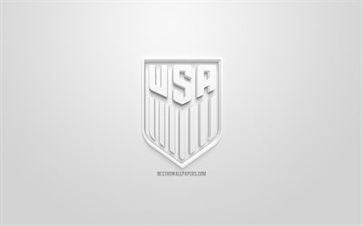 الولايات المتحدة الأمريكية فريق كرة القدم الوطني, USMNT, الإبداعية شعار 3D, خلفية بيضاء, 3d شعار, الولايات المتحدة الأمريكية, الكونكاكاف, الفن 3d, كرة القدم, أنيقة شعار 3d, الولايات المتحدة &quot;اتحاد كرة القدم&quot;