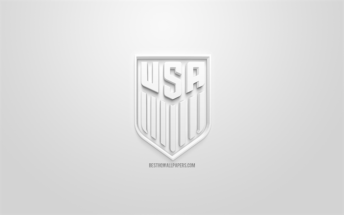 United States national soccer team, USMNT, creative 3D logo, white background, 3d emblem, USA, CONCACAF, 3d art, football, stylish 3d logo, United States Soccer Federation