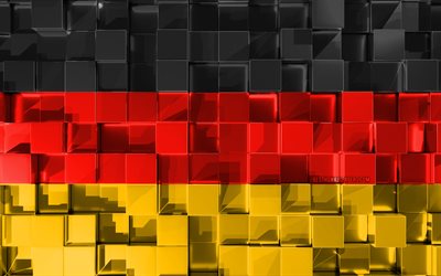 Flag of Germany, 4k, 3d flag, 3d cubes texture, Germany flag, 3d art, Germany, Europe, 3d texture