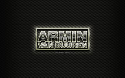 Armin van Buuren glass logo, black background, music stars, artwork, brands, Armin van Buuren logo, creative, Armin van Buuren