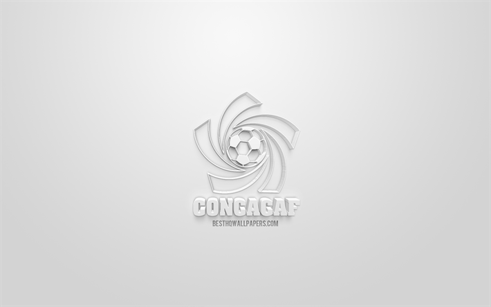 الكونكاكاف, الإبداعية شعار 3D, خلفية بيضاء, الكونكاكاف 3d شعار, أمريكا الشمالية, أمريكا الوسطى, البحر الكاريبي, كرة القدم المنظمة ،, الكونكاكاف شعار