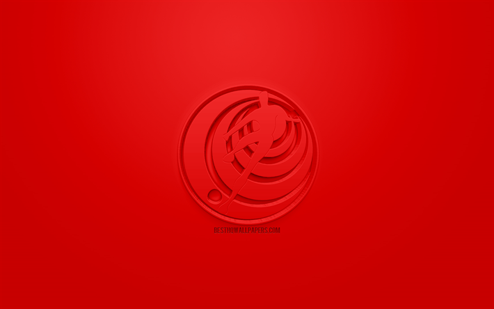 Costa Rica national football team, creative 3D logo, red background, 3d emblem, Costa Rica, CONMEBOL, 3d art, football, stylish 3d logo