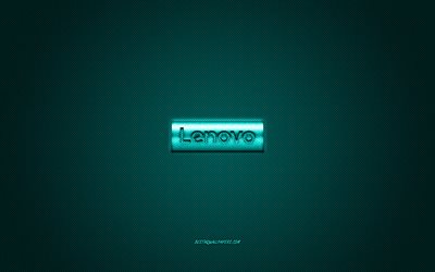 Log&#243;tipo da Lenovo, turquesa brilhante logotipo, A Lenovo emblema de metal, papel de parede para smartphones da Lenovo, turquesa textura de fibra de carbono, Lenovo, marcas, arte criativa