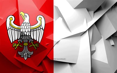 4k, Flag of Greater Voivodeship, geometric art, Voivodeships of Poland, Greater Voivodeship flag, creative, polish voivodeships, Greater Voivodeship, Greater 3D flag, Poland