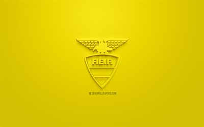 エクアドル国のサッカーチーム, 創作3Dロゴ, 黄色の背景, 3dエンブレム, エクアドル, セ, 3dアート, サッカー, お洒落な3dロゴ