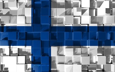 Flag of Finland, 4k, 3d flag, 3d cubes texture, Finland 3d flag, 3d art, Finland, Europe, 3d texture