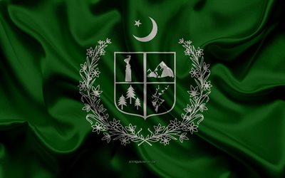 العلم من جيلجيت-بالتستان, 4k, الحرير العلم, نسيج الحرير, الباكستانية في مقاطعة, جيلجيت-بالتستان, باكستان, الوحدات الإدارية من باكستان, جيلجيت-بالتستان العلم