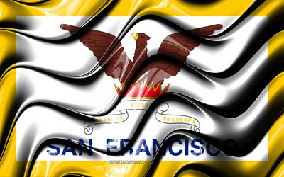 san francisco-flag, 4k, vereinigte staaten st&#228;dte, nord-kalifornien, 3d-art, flag of san francisco, usa, city of san francisco, amerikanische st&#228;dte, san francisco, 3d flag, us-amerikanischen st&#228;dte