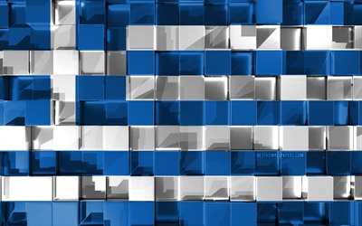 Flag of Greece, 4k, 3d flag, 3d cubes texture, Greece 3d flag, 3d art, Greece, Europe, 3d texture