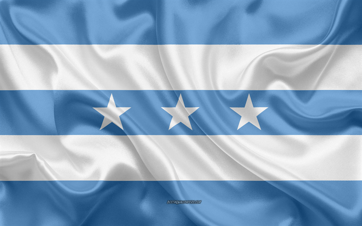 Ekvador Guayas Eyaletinin bayrağı, 4k, ipek bayrak, İl Ekvador, Guayas Province, ipek doku, Ekvador, Guayas İlinin bayrak, İl