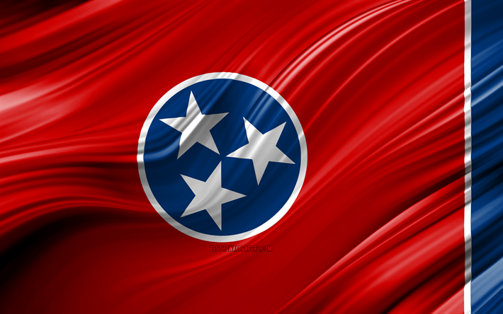 4k, Tennessee flagga, usa, 3D-v&#229;gor, USA, Flagga av Tennessee, F&#246;renta Staterna, Tennessee, administrativa distrikt, Tennessee 3D-flagga, Stater i Usa