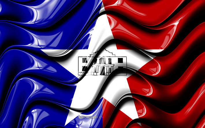 San Antonio bayrağı, 4k, Amerika Birleşik Devletleri şehirleri, Texas, 3D sanat, San Antonio, Amerika şehirleri, San Antonio 3D bayrak, ABD, Şehir, Bayrak, şehir