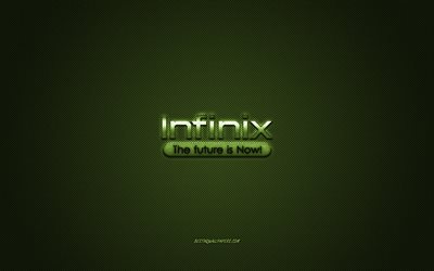 Infinix M&#243;vel logotipo, verde brilhante logotipo, Infinix M&#243;vel emblema de metal, papel de parede para Infinix Mobile smartphones, verde textura de fibra de carbono, Infinix M&#243;vel, marcas, arte criativa