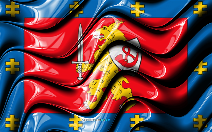 Taurage lippu, 4k, Maakunnat Liettua, hallintoalueet, Lipun Taurage, 3D art, Taurage County, Liettuan l&#228;&#228;nit, Taurage 3D flag, Liettua, Euroopassa