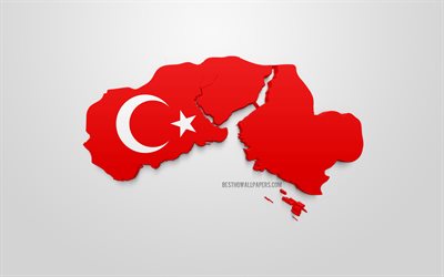 Istanbul karta siluett, 3d-flagga i Istanbul, 3d-konst, Istanbul 3d-flagga, Istanbul, Turkiet, Flaggan i Istanbul, geografi, Istanbul 3d-karta siluett
