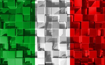 Flag of Italy, 3d flag, 3d cubes texture, Flags of European countries, Italy 3d flag, Italian flag, 3d art, Italy, Europe, 3d texture
