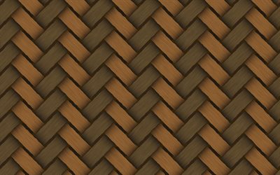 4k, wooden weaving texture, macro, wickerwork, wooden backgrounds, wooden textures, brown background, brown wood
