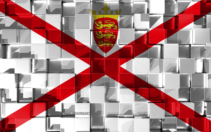 Flag of Jersey, 3d flag, 3d cubes texture, Flags of European countries, Jersey 3d flag, 3d art, Jersey, Europe, 3d texture