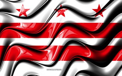 Washington lippu, 4k, Yhdysvaltain kaupungeissa, Washington, 3D art, Lippu Washington, USA, Kaupungin Washington, amerikan kaupungit, Washington 3D flag, YHDYSVALTAIN kaupungeissa
